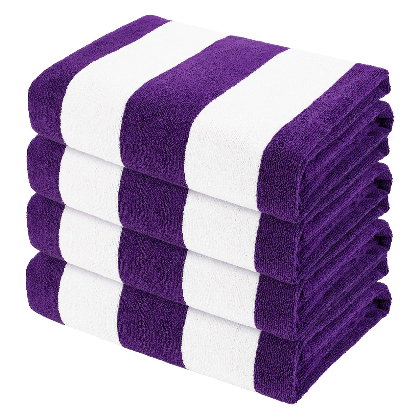 Exclusivo Mezcla 4-Pack Large Microfiber Beach Towels Set (Purple, 30" x 60"), Quick Dry, Cabana Striped Pool/Swimming/Bath Towel for Adults/Kids, Lightweight and Highly Absorbent