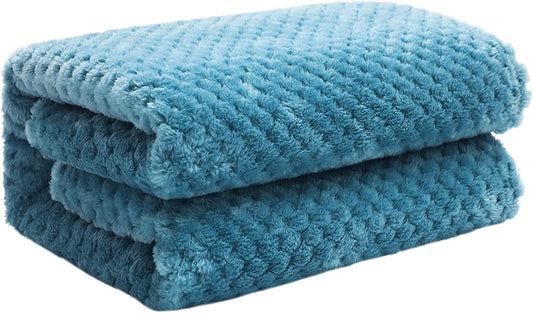 Exclusivo Mezcla Waffle Textured Fleece Baby Blanket, Soft and Warm Swaddle Blanket, Infant, Newborn, Toddler and Kids Receiving Blankets for Crib Stroller (Slate Blue, 40x50 inches)