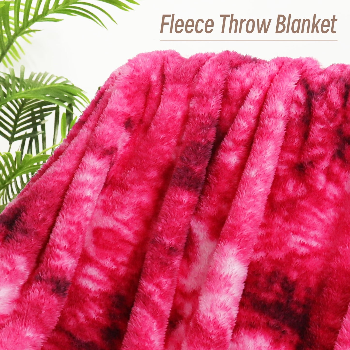 Exclusivo Mezcla Super Soft Tie Dye Blanket, Shaggy Plush Decorative Throw Blankets for Couch, Sofa, Bed, All Seasons (50x70 inches, Tie Dye Fuchsia)