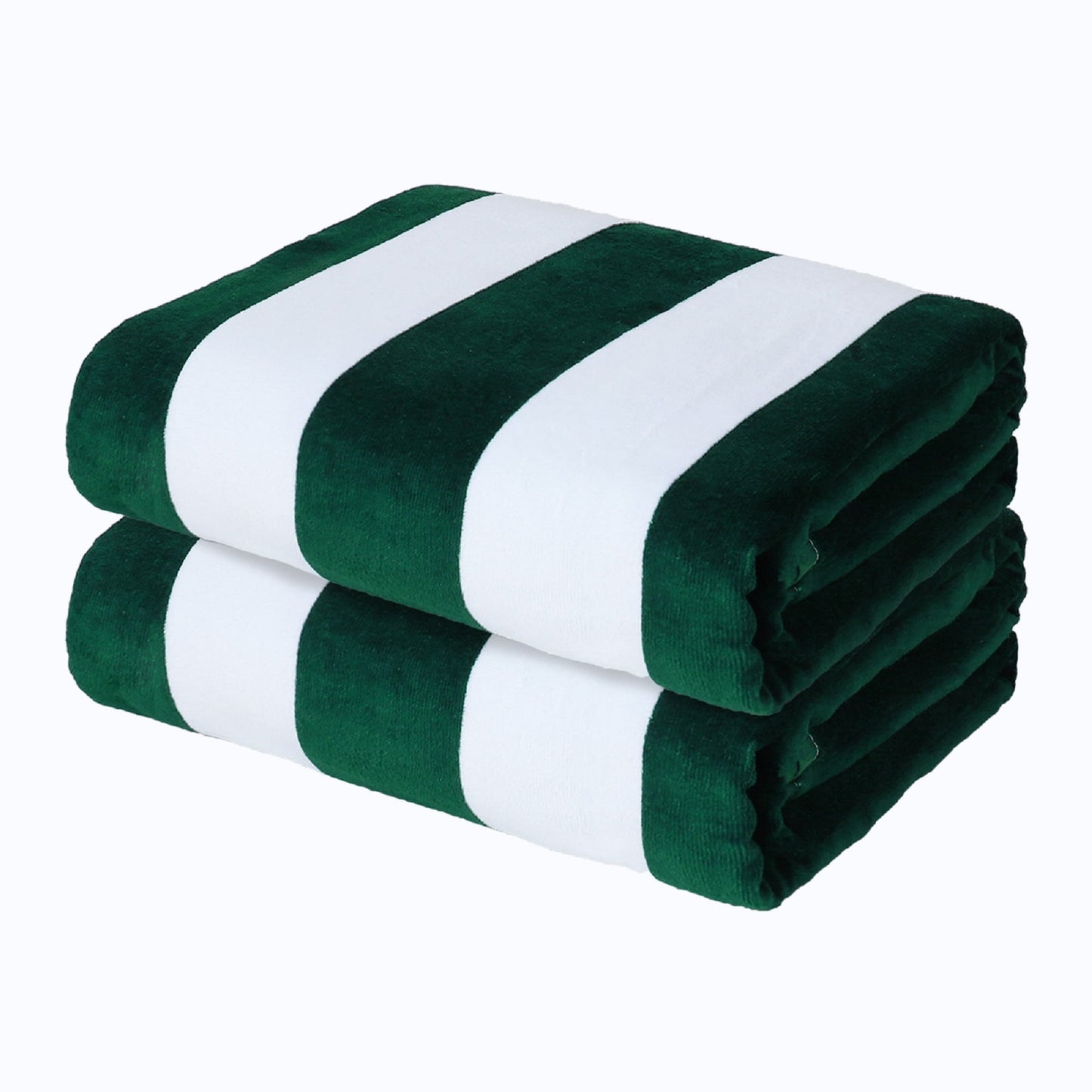 Exclusivo Mezcla 2-Pack 100% Cotton Oversized 35"x70" Cabana Stripe Beach Towels, Super Absorbent Soft Plush Pool Towel, Bath Towel (Forest Green)