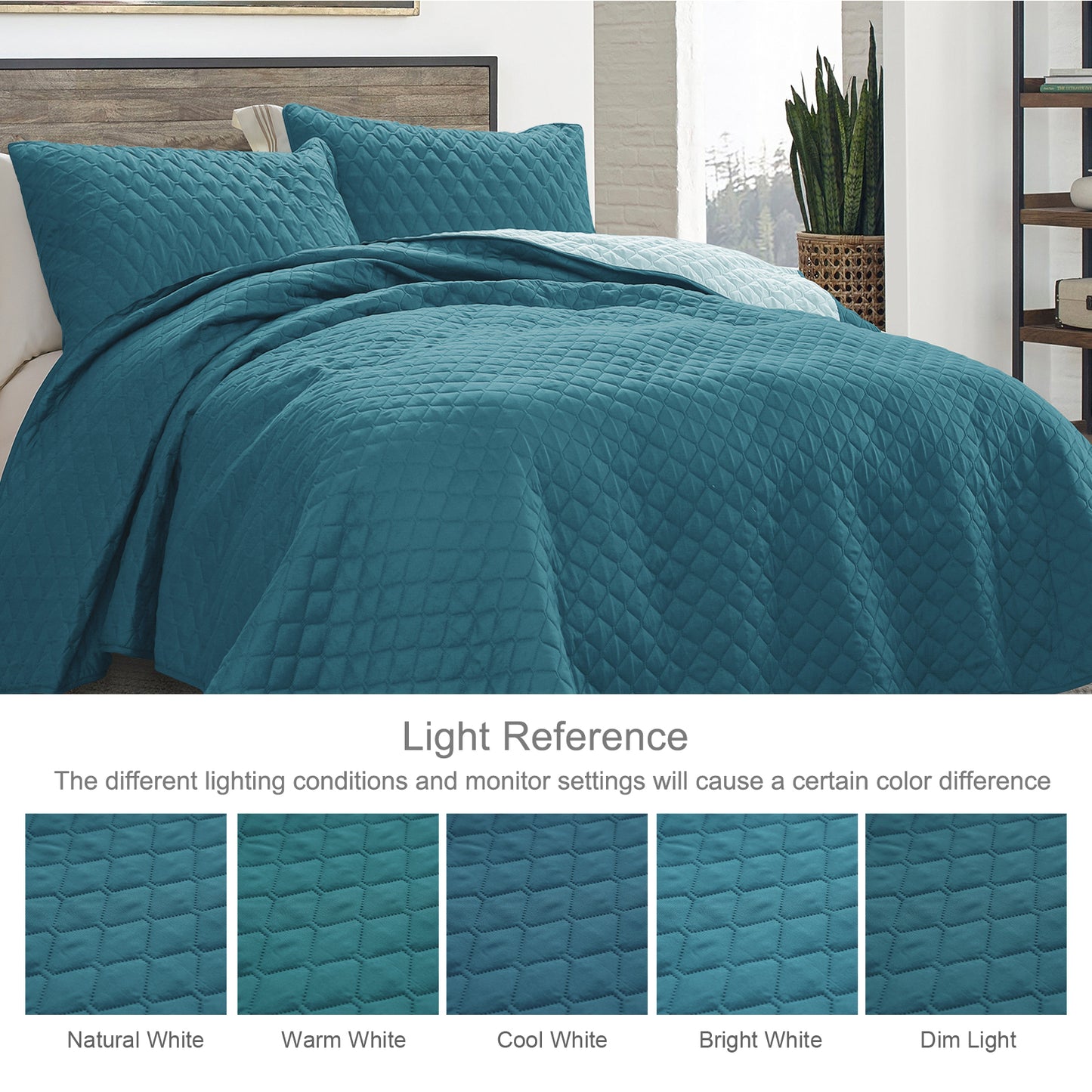 Exclusivo Mezcla Ultrasonic Reversible Twin Quilt Bedding Set with Pillow Sham, Lightweight Quilts Twin Size, Soft Bedspreads Bed Coverlets for All Seasons - (Dusty Teal, 68"x88")