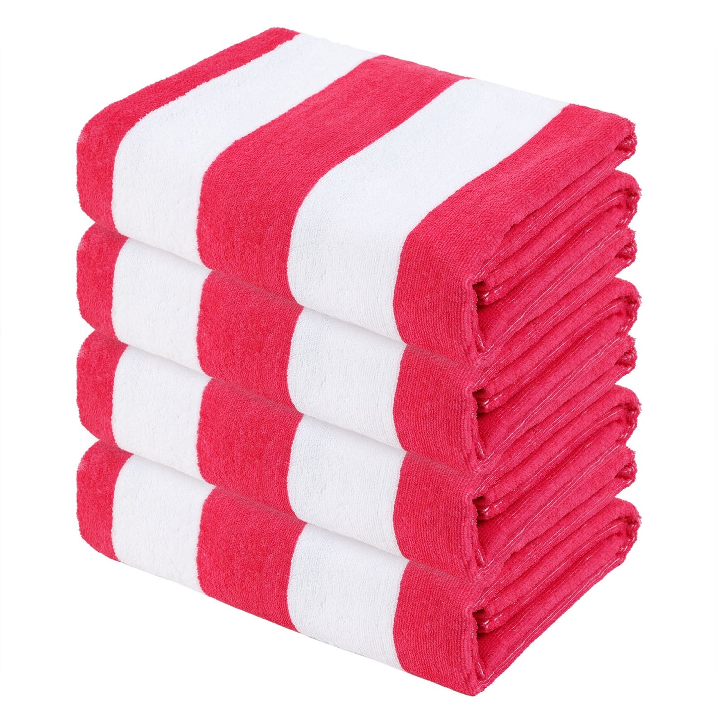 Exclusivo Mezcla 4 Pack Microfiber Cabana Striped Large Beach/Pool/Bath Towel for Adults (Pink, 30" x 60") - Soft, Quick Dry, Lightweight and Absorbent