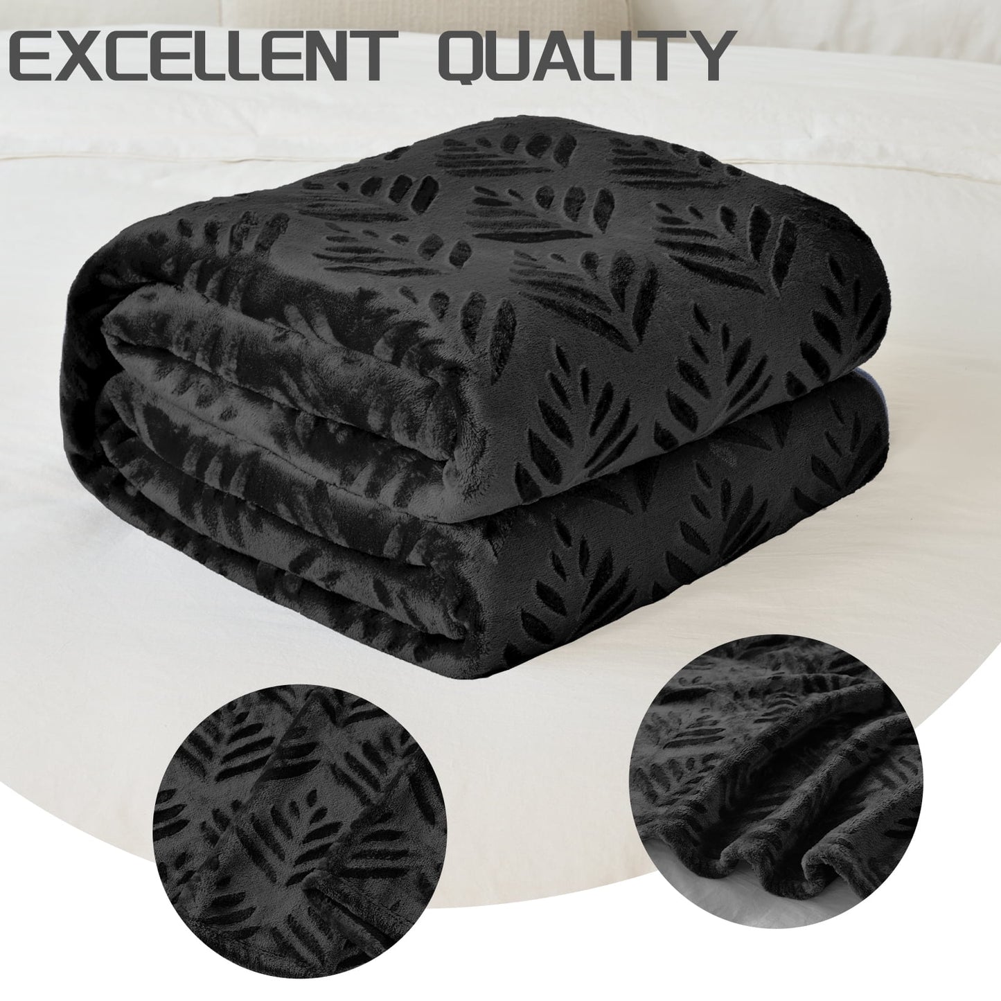 Exclusivo Mezcla Queen size Fleece Blanket for Bed, Super Soft and Warm Black Blankets for All Seasons, Plush Fuzzy and Thick Flannel Fleece Bed Blanket, 90x90 Inch