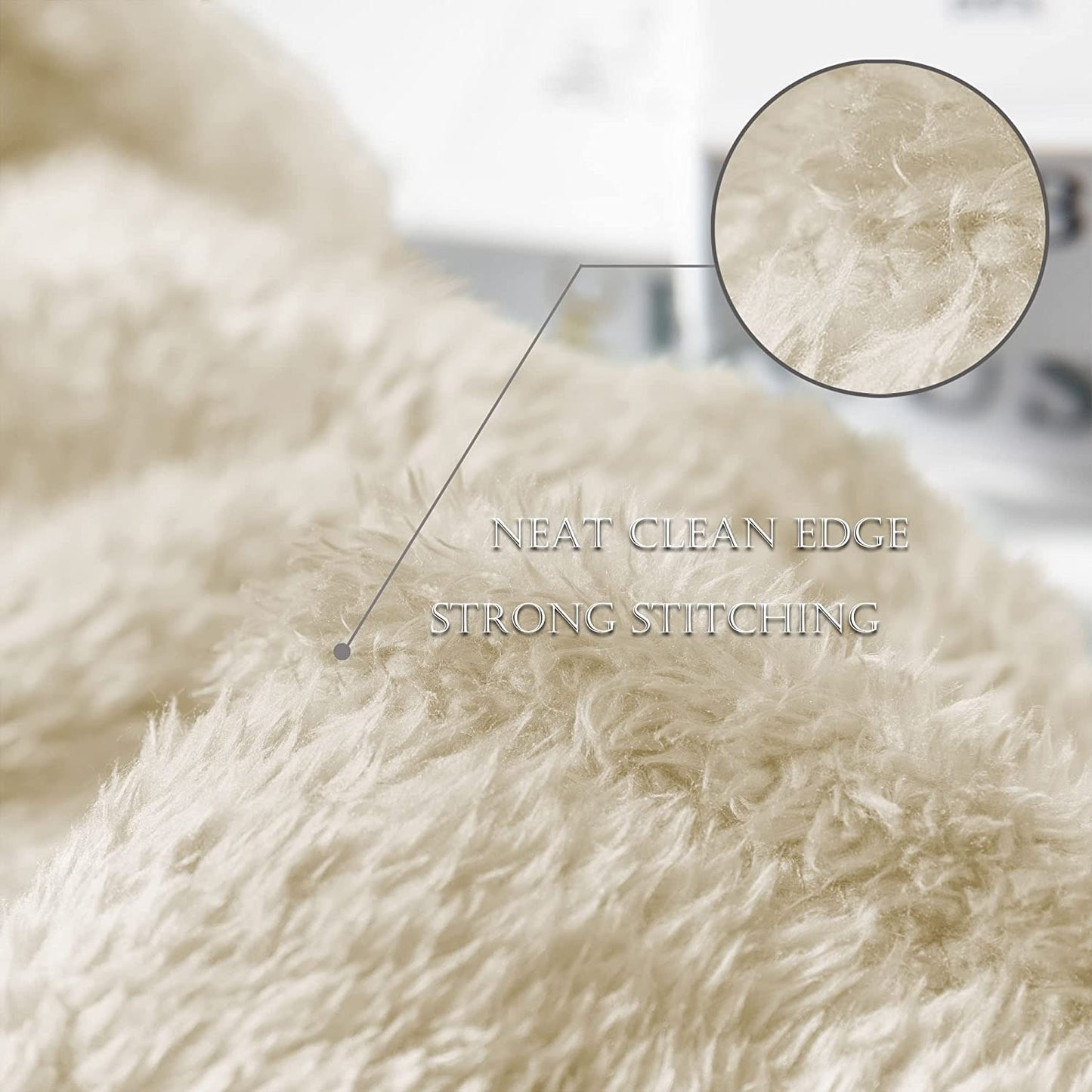 Exclusivo Mezcla Plush Fuzzy Fleece King Size Bed Blanket, Super Soft Fluffy and Thick Blankets for Travel Bed and Couch (Beige, 90x104 inches)