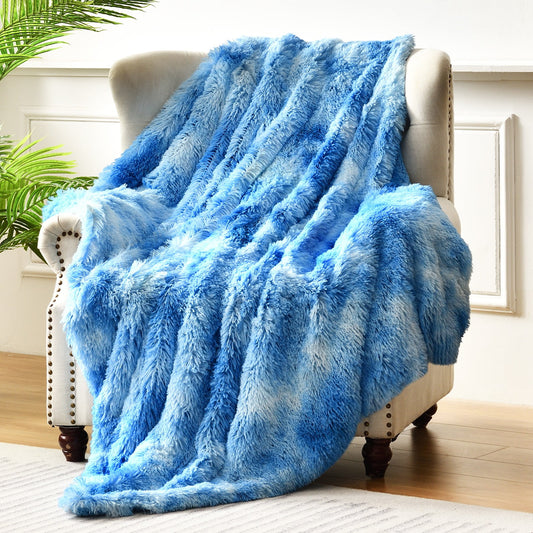 Exclusivo Mezcla Ultra Soft Throw Blanket, Large Flannel Fleece Blanket for Couch/Bed/Sofa (Blue , 50 x 60 Inches) - Cozy, Warm and Lightweight