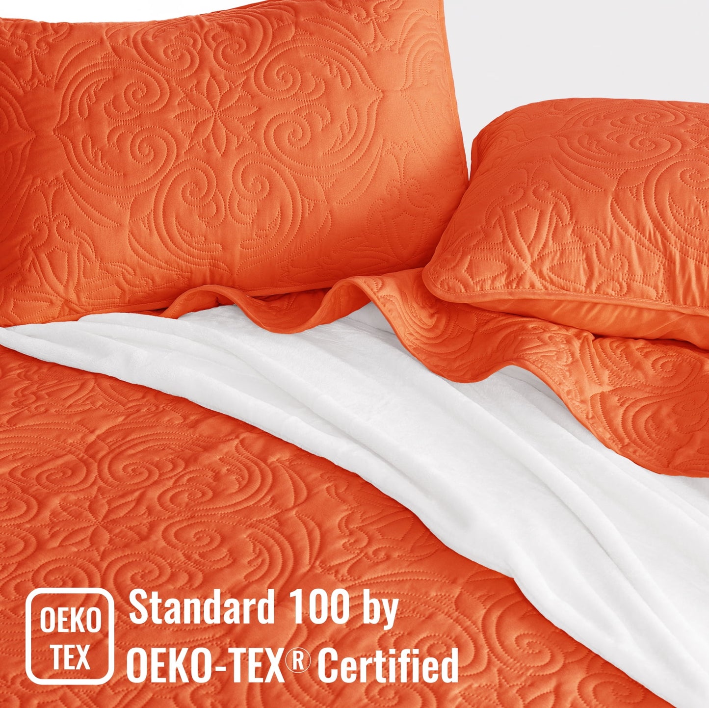 Exclusivo Mezcla King Quilt Bedding Set, Lightweight Vintage King Size Quilts with Pillow Shams, Soft Bedspreads Coverlets for All Seasons, (104"x96", Orange)