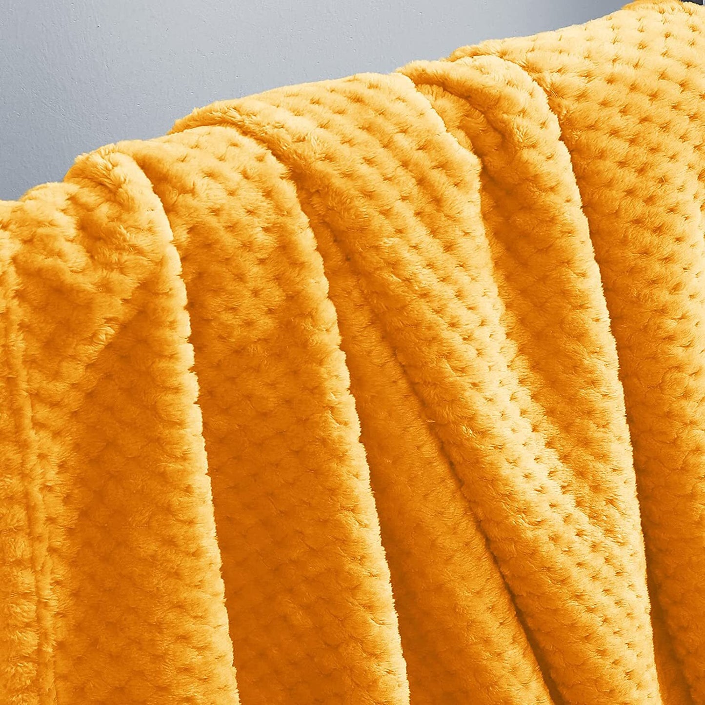 Exclusivo Mezcla Waffle Textured Fleece Baby Blanket, Soft and Warm Swaddle Blanket, Infant, Newborn, Toddler and Kids Receiving Blankets for Crib Stroller (Mustard Yellow, 40x50 inches)