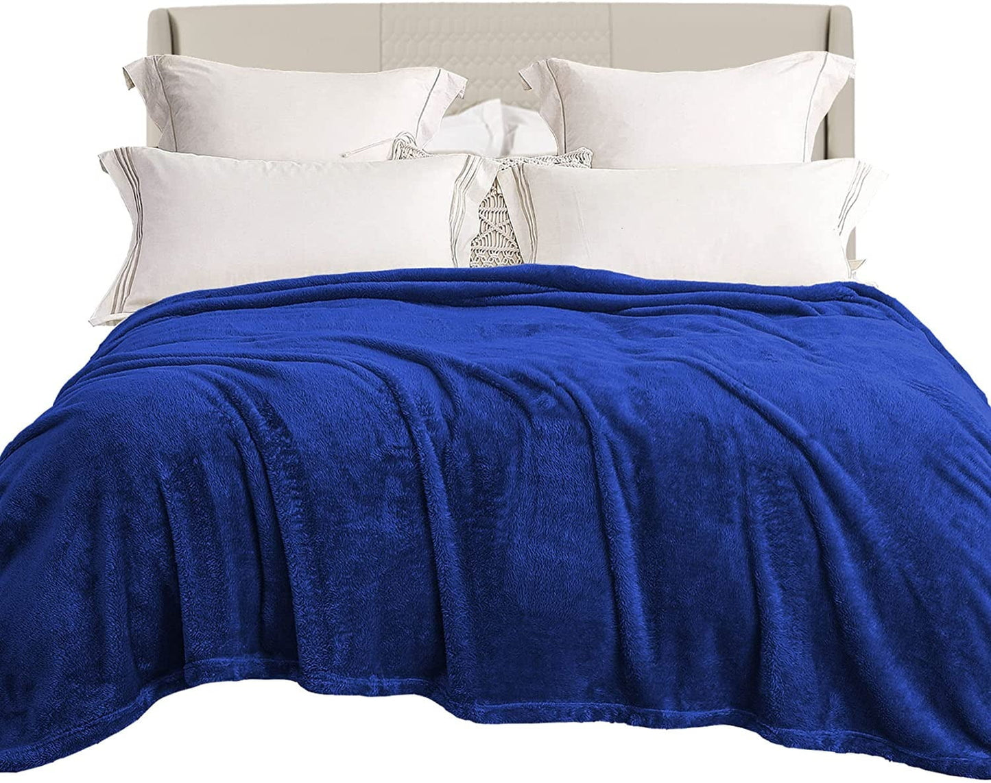 Exclusivo Mezcla Plush Fuzzy Fleece King Size Bed Blanket, Super Soft Fluffy and Thick Blankets for Travel Bed and Couch (Cobalt Blue, 90x104 inches)