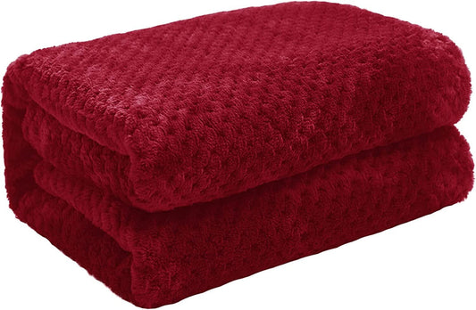 Exclusivo Mezcla Waffle Textured Fleece Baby Blanket, Soft and Warm Swaddle Blanket, Infant, Newborn, Toddler and Kids Receiving Blankets for Crib Stroller (Deep Red, 40x50 inches)