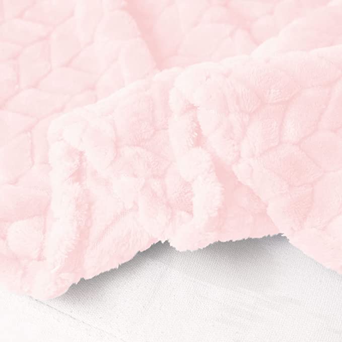 Exclusivo Mezcla Extra Large Flannel Fleece Throw Blanket, 50x70 Inches Leaves Pattern Soft Throw Blanket for Couch, Cozy, Warm, and Lightweight Blanket for Winter, Light Pink Blanket