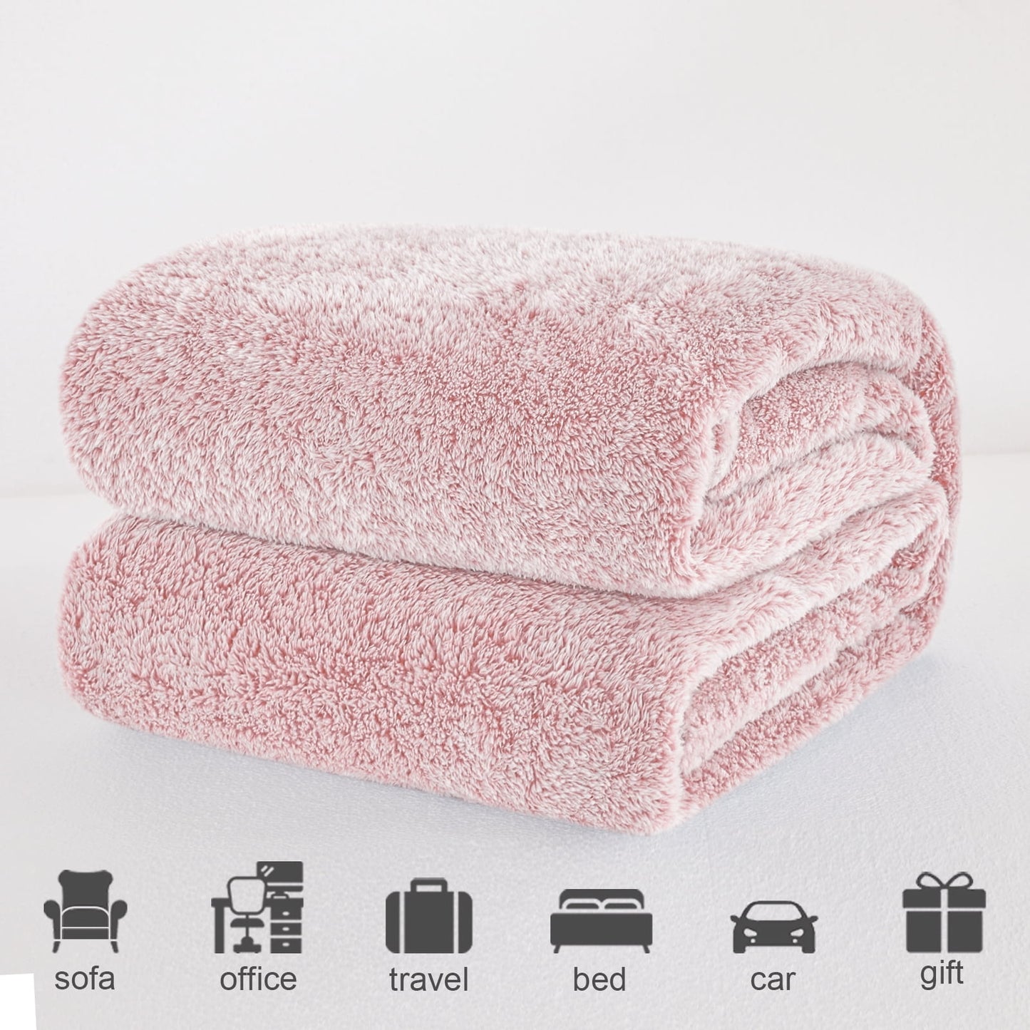 Exclusivo Mezcla Plush Fuzzy Fleece Queen Size Bed Blanket, Super Soft Fluffy and Thick Blankets for Travel Bed and Couch (Mixed Pink, 90x90 inches)