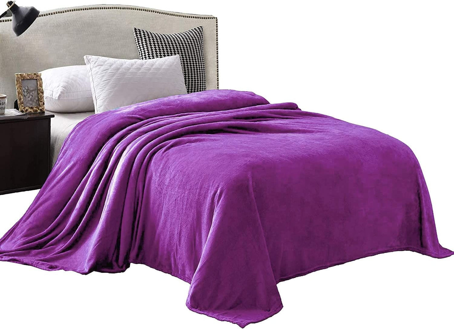 Exclusivo Mezcla Twin Size Flannel Fleece Velvet Plush Bed Blanket as Bedspread/Coverlet/Bed Cover (60" x 80", Purple) - Soft, Lightweight, Warm and Cozy