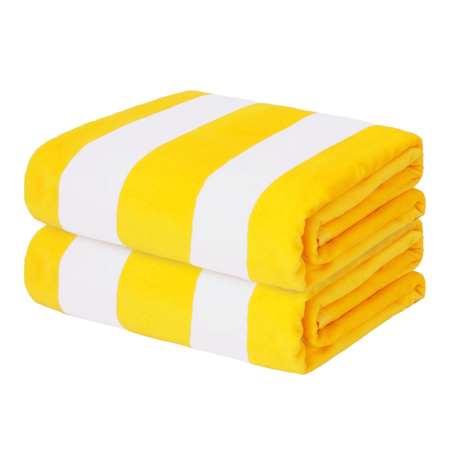 Exclusivo Mezcla 2-Pack 100% Cotton Oversized 35"x70" Cabana Stripe Beach Towels, Super Absorbent Soft Plush Pool Towel, Bath Towel (Yellow)