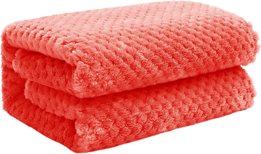 Exclusivo Mezcla Waffle Textured Fleece Baby Blanket, Soft and Warm Swaddle Blanket, Infant, Newborn, Toddler and Kids Receiving Blankets for Crib Stroller (Coral Orange, 40x50 inches)