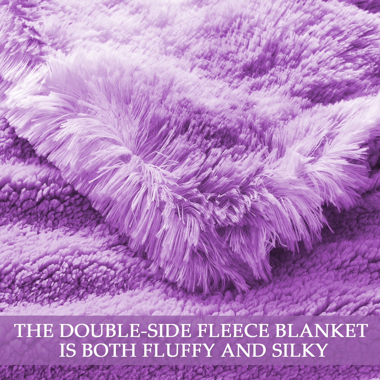 Exclusivo Mezcla King Size Faux Fur Throw Blanket, Super Soft Fuzzy and Plush Reversible Shaggy Sherpa Fleece Blanket and Warm Blankets for Bed, Sofa, Travel, 90X104 inches, Purple