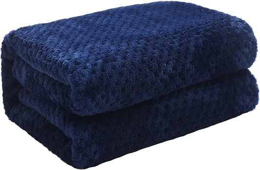 Exclusivo Mezcla Waffle Textured Fleece Baby Blanket, Soft and Warm Swaddle Blanket, Infant, Newborn, Toddler and Kids Receiving Blankets for Crib Stroller (Navy Blue, 40x50 inches)