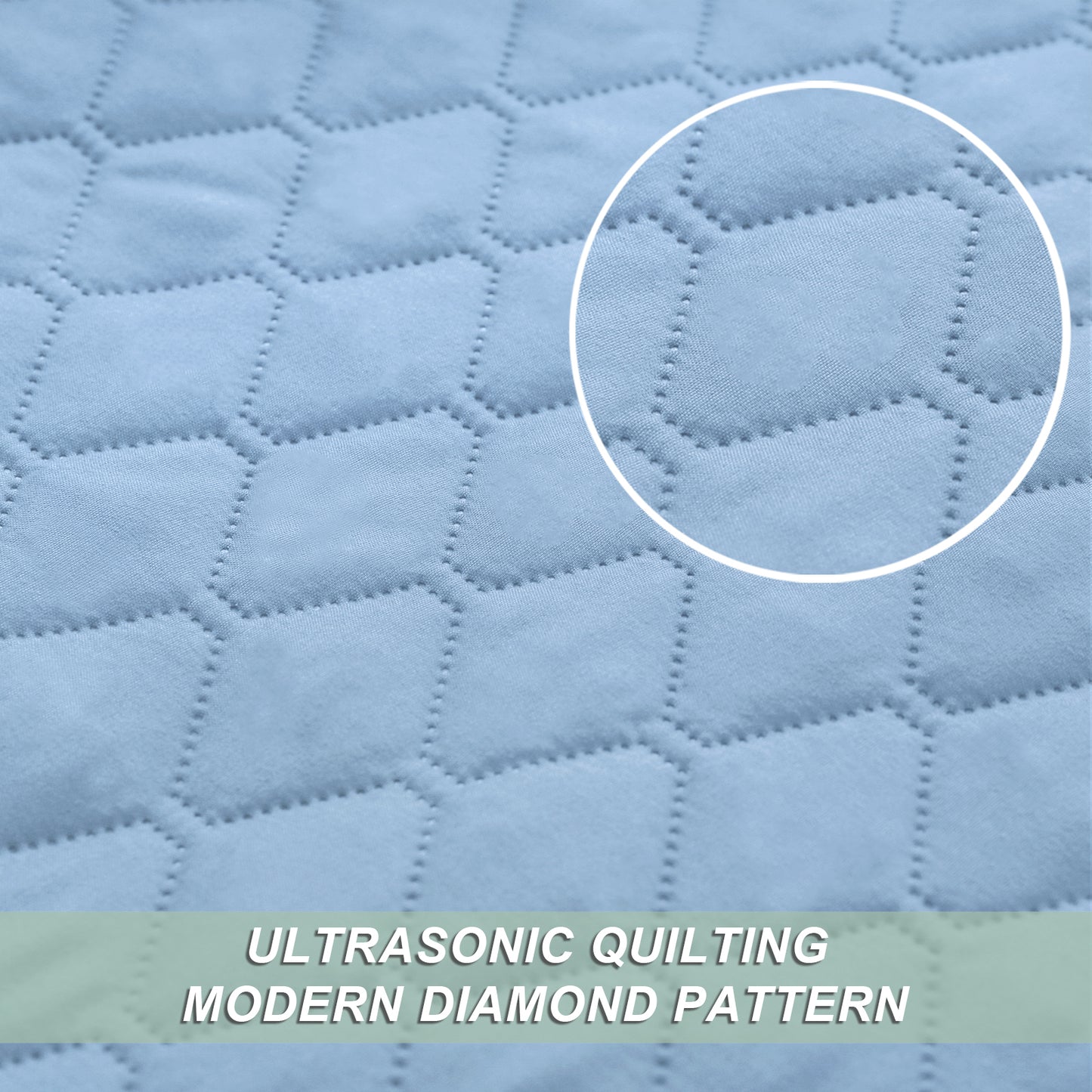 Exclusivo Mezcla Ultrasonic Reversible Full Queen Quilt Bedding Set with Pillow Shams, Lightweight Quilts Queen Size, Soft Bedspreads Bed Coverlets for All Seasons - (Sky Blue, 90"x96")