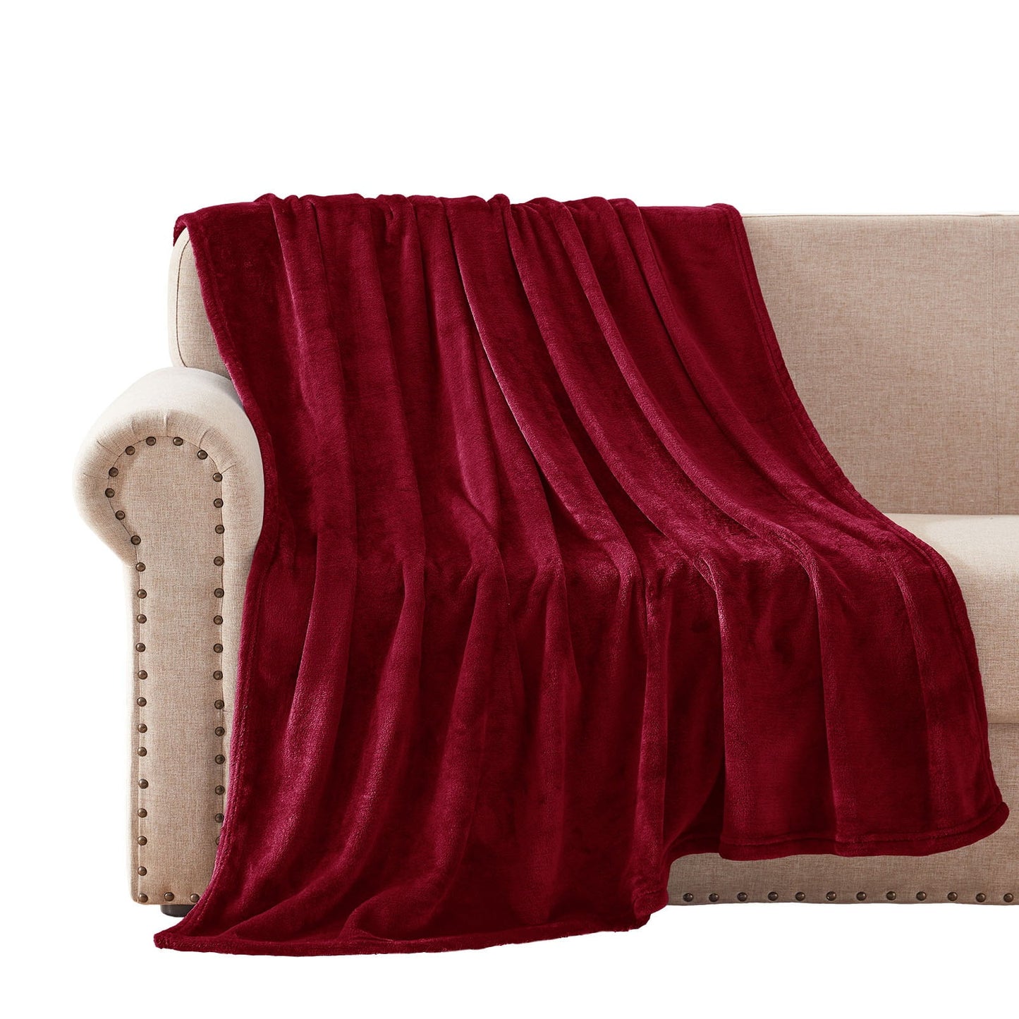 Exclusivo Mezcla Fleece Throw Blanket for Couch/Sofa/Bed,Plush Soft Blankets and Throws,Lightweight and Cozy-50" x 60" (Burgundy)