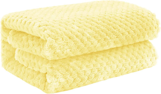 Exclusivo Mezcla Waffle Textured Fleece Baby Blanket, Soft and Warm Swaddle Blanket, Infant, Newborn, Toddler and Kids Receiving Blankets for Crib Stroller (Light Yellow, 40x50 inches)