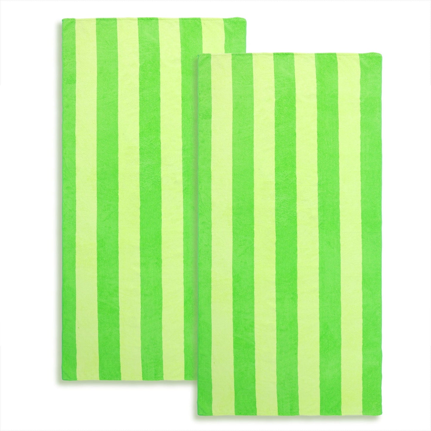 Exclusivo Mezcla 2 Pack Microfiber Cabana Striped Large Beach Towel for Adults (Green, 30" x 60")-Soft, Quick Dry, Absorbent, and Plush