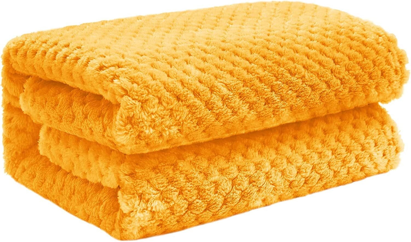 Exclusivo Mezcla Waffle Textured Fleece Baby Blanket, Soft and Warm Swaddle Blanket, Infant, Newborn, Toddler and Kids Receiving Blankets for Crib Stroller (Mustard Yellow, 40x50 inches)