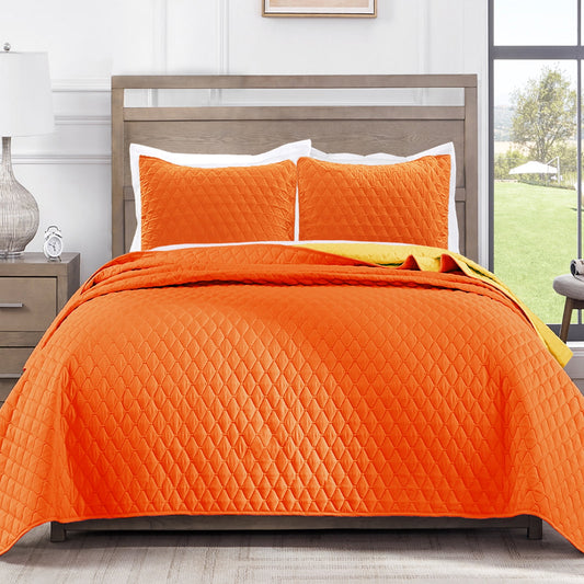 Exclusivo Mezcla Ultrasonic Twin Size Quilt Set with Pillow Sham, Lightweight Bedspreads Coverlet Set - (Orange, 68"x88")