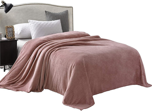 Exclusivo Mezcla Twin Size Velvet Flannel Fleece Plush Queen Size Bed Blanket as Bedspread/ Coverlet/ Bed Cover (90" x 66", Pink) - Soft, Lightweight, Warm and Cozy