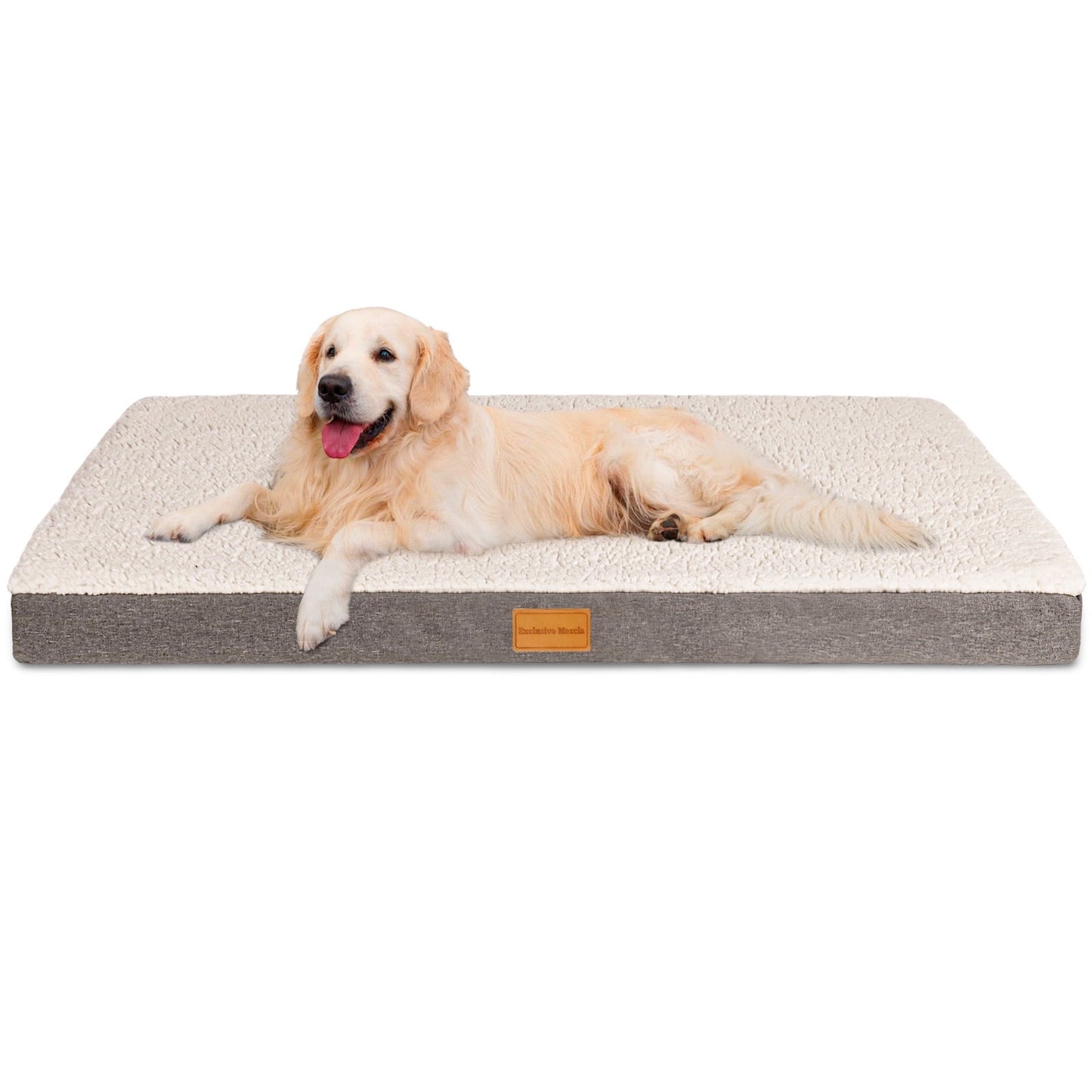 Exclusivo Mezcla Orthopedic Pet Bed for Large Dogs 42"X28", Waterproof Dog Beds with Removable Washable Cover, Ivory