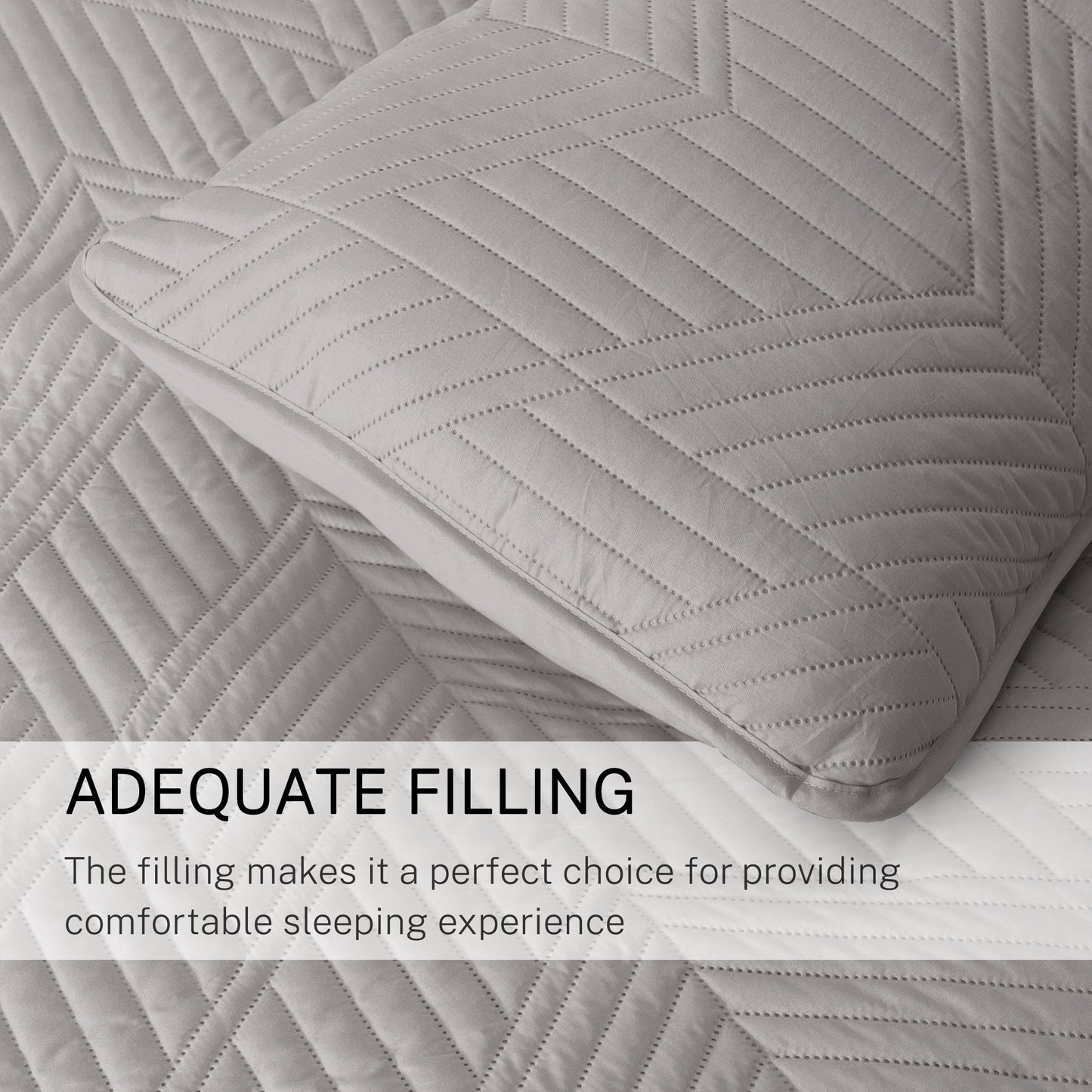 Exclusivo Mezcla Ultrasonic King Quilt Bedding Set, Lightweight Light Grey Bedspreads Soft Modern Geometric Coverlet Set for All Seasons (1 Quilt and 2 Pillow Shams)