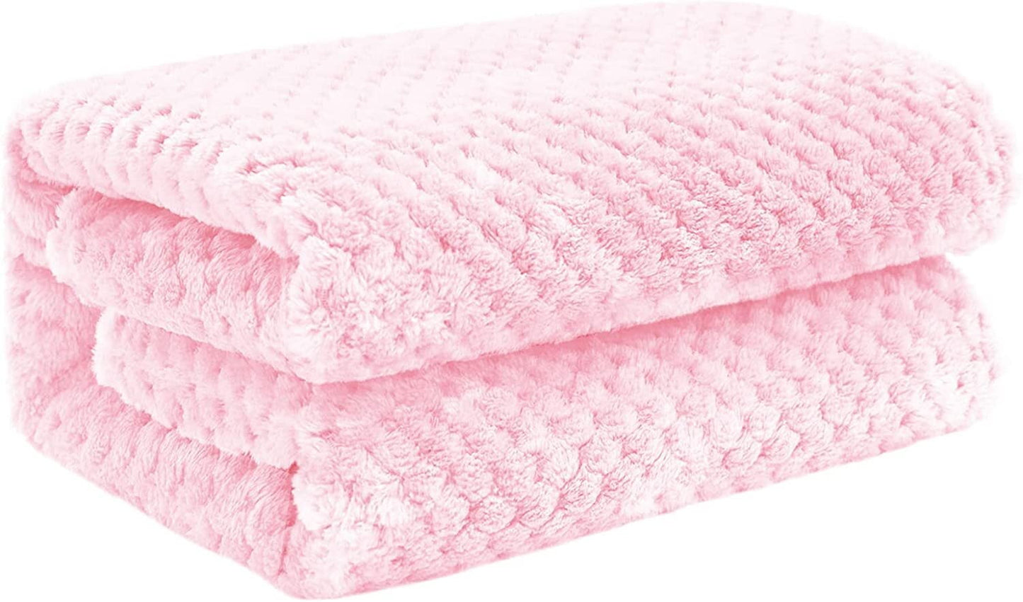 Exclusivo Mezcla Waffle Textured Fleece Baby Blanket, Soft and Warm Swaddle Blanket, Infant, Newborn, Toddler and Kids Receiving Blankets for Crib Stroller (Light Pink, 40x50 inches)