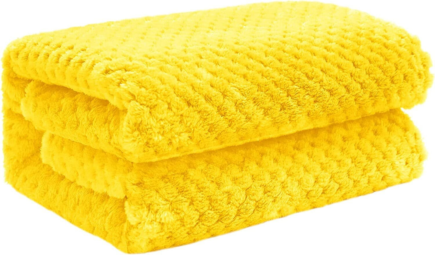 Exclusivo Mezcla Waffle Textured Fleece Baby Blanket, Soft and Warm Swaddle Blanket, Infant, Newborn, Toddler and Kids Receiving Blankets for Crib Stroller (Vibrant Yellow, 40x50 inches)