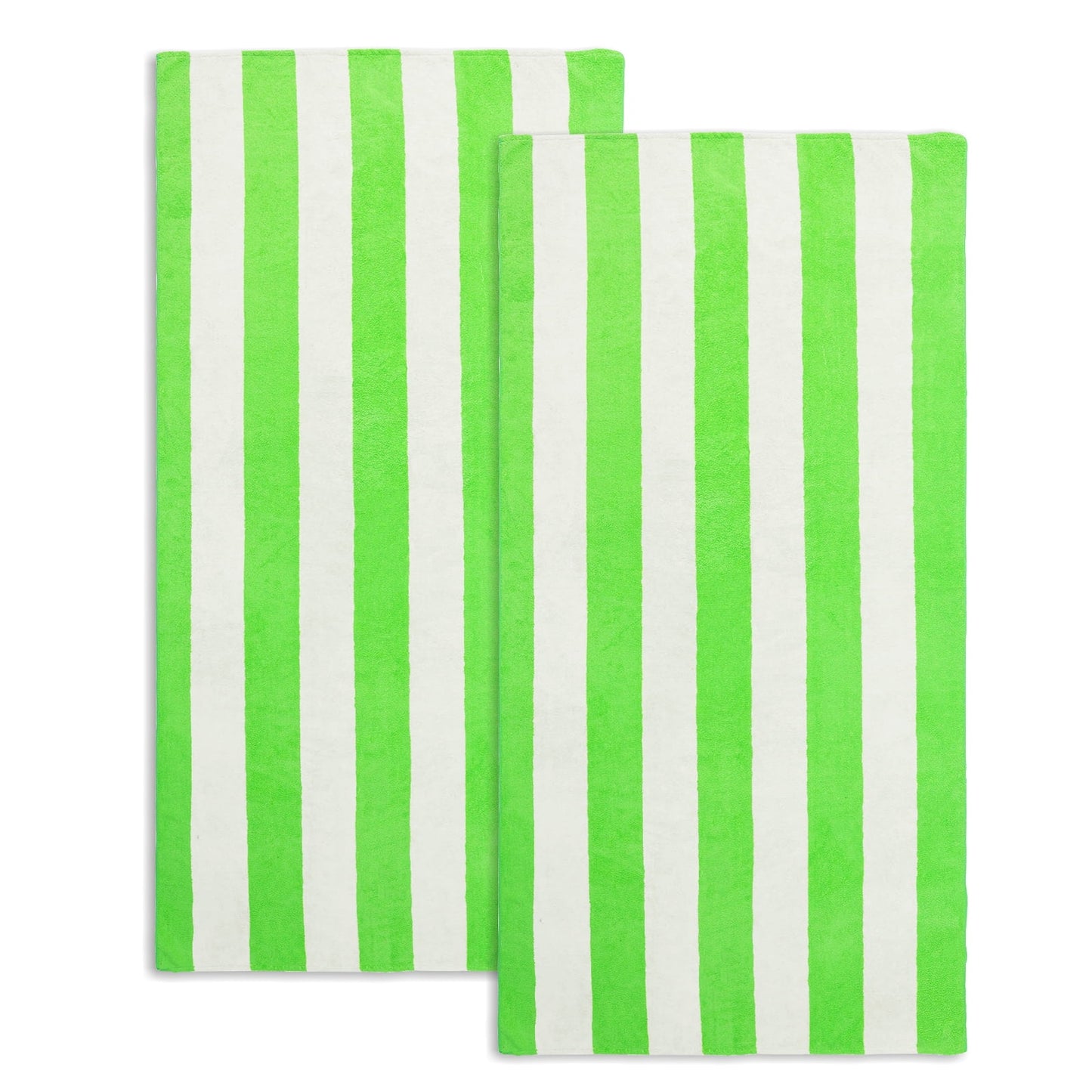 Exclusivo Mezcla 2 Pack Microfiber Cabana Striped Large Beach Towel for Adults (Light Green, 30" x 60")-Soft, Quick Dry, Absorbent, and Plush