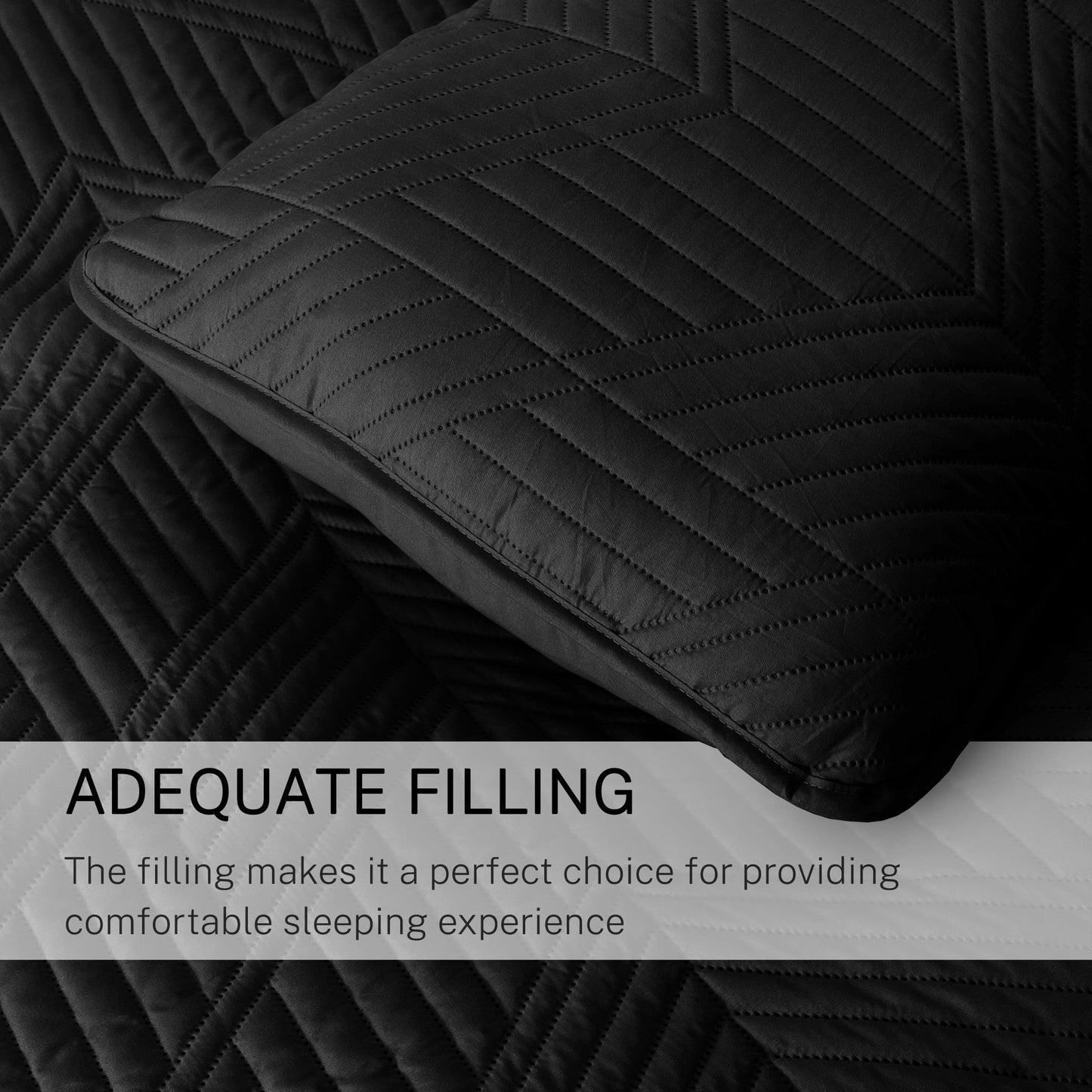 Exclusivo Mezcla Ultrasonic Full Queen Quilt Bedding Set, Lightweight Black Bedspreads Soft Modern Geometric Coverlet Set for All Seasons (1 Quilt and 2 Pillow Shams)