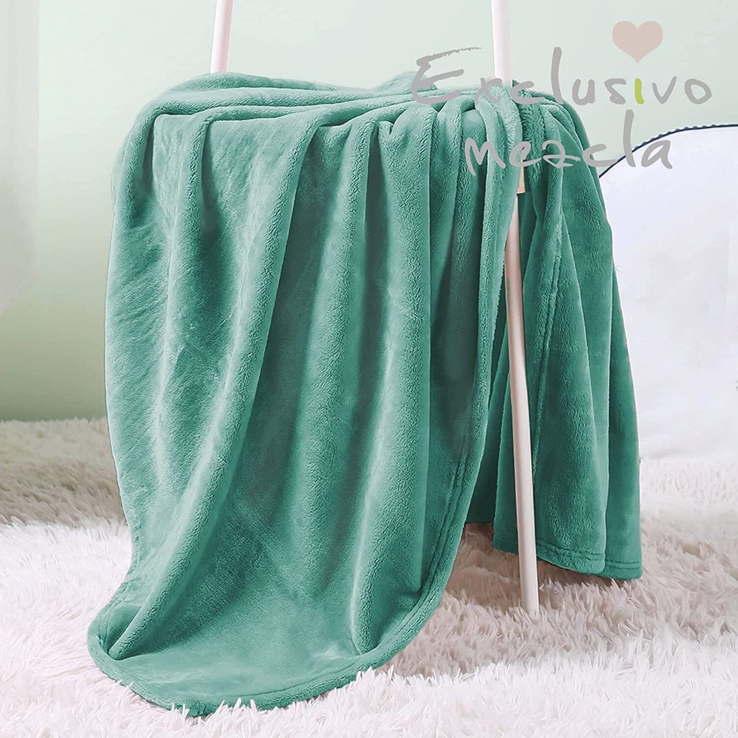 Exclusivo Mezcla Soft Lightweight Fleece Baby Blanket Throw Blanket for Boys, Girls, Toddler and Kids Nap Blankets for Crib Bedding, Nursery, and Security (40x50 inches, Celadon)