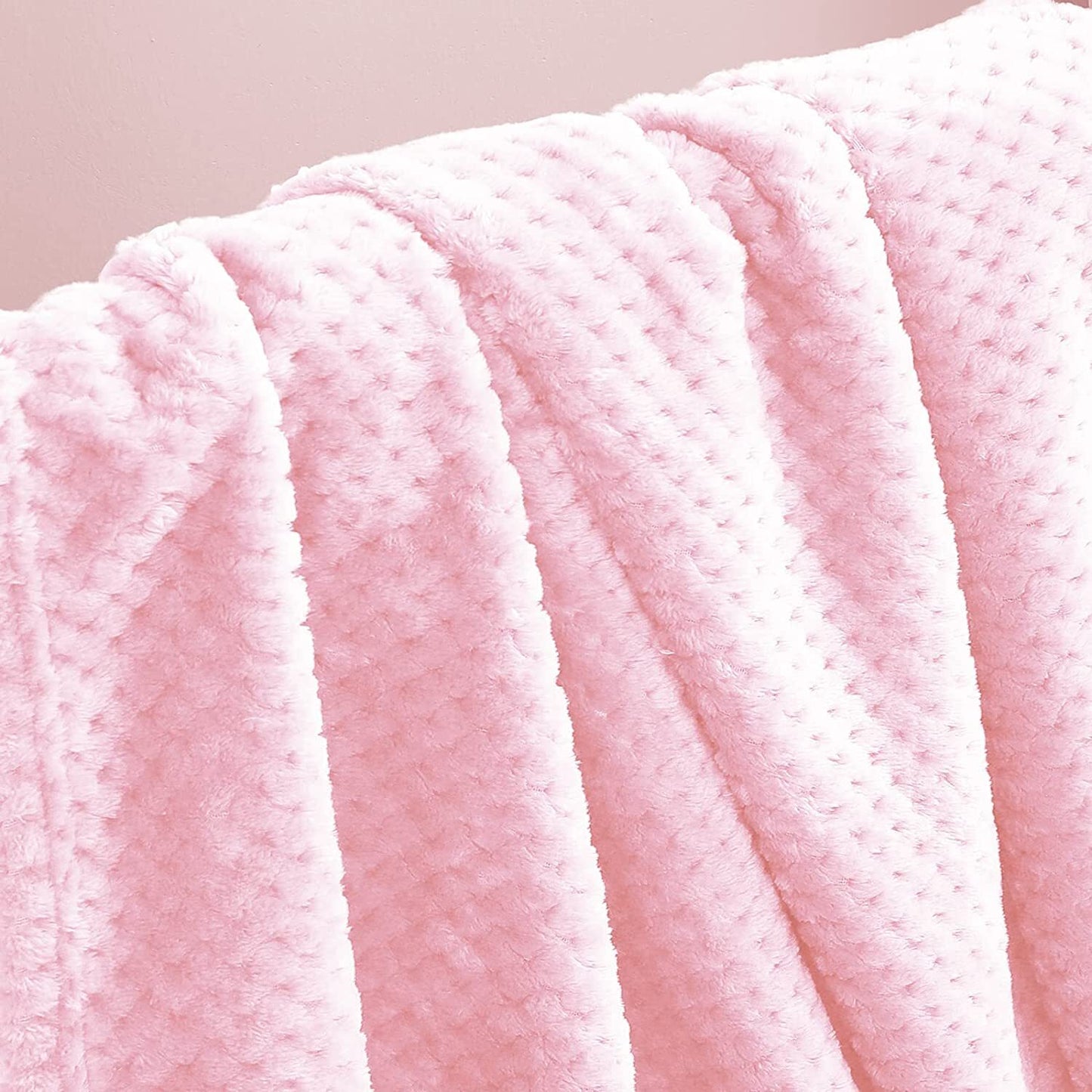 Exclusivo Mezcla Waffle Textured Fleece Baby Blanket, Soft and Warm Swaddle Blanket, Infant, Newborn, Toddler and Kids Receiving Blankets for Crib Stroller (Light Pink, 40x50 inches)