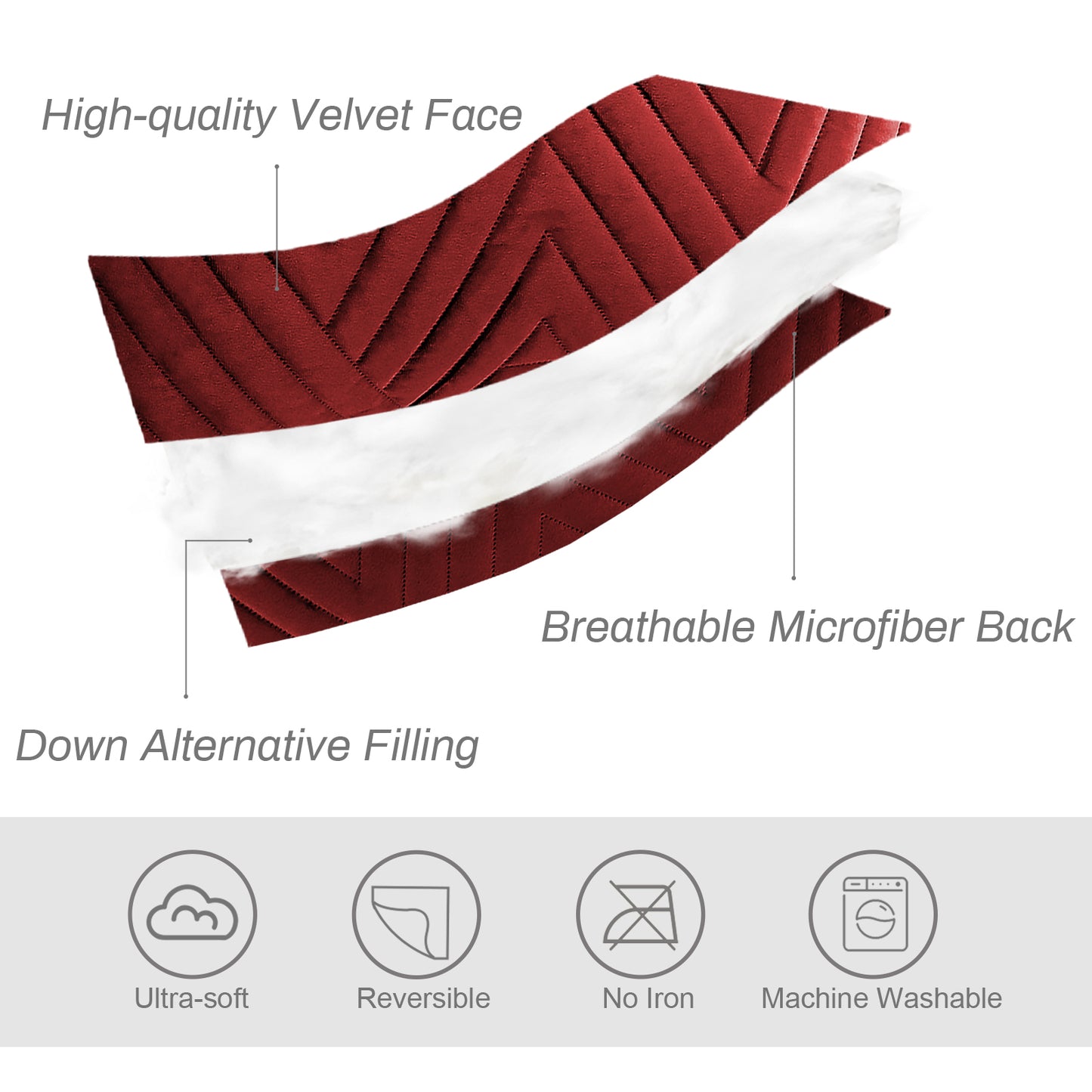 Exclusivo Mezcla Super Plush Velvet Quilt Twin Size with Pillow Sham, Luxury Soft Reversible 2 Piece Bedspreads Coverlet Comforter Set for All Seasons, Lightweight and Warm, Rust Red