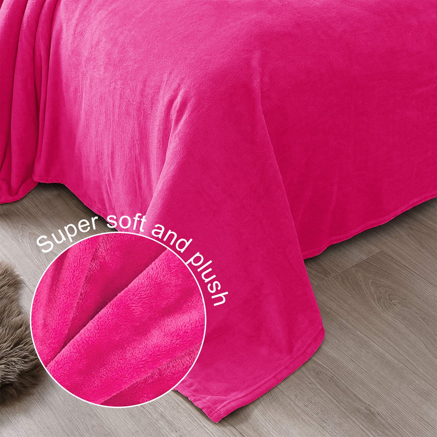 Exclusivo Mezcla Twin Size Flannel Fleece Velvet Plush Bed Blanket as Bedspread, Coverlet, Bed Cover (90x66 inches, Hot Pink) Soft, Lightweight, Warm and Cozy