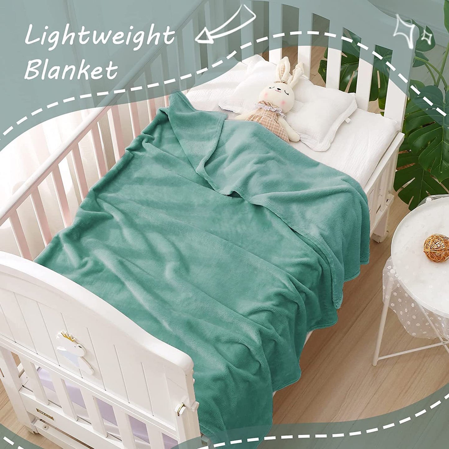 Exclusivo Mezcla Soft Lightweight Fleece Baby Blanket Throw Blanket for Boys, Girls, Toddler and Kids Nap Blankets for Crib Bedding, Nursery, and Security (40x50 inches, Celadon)