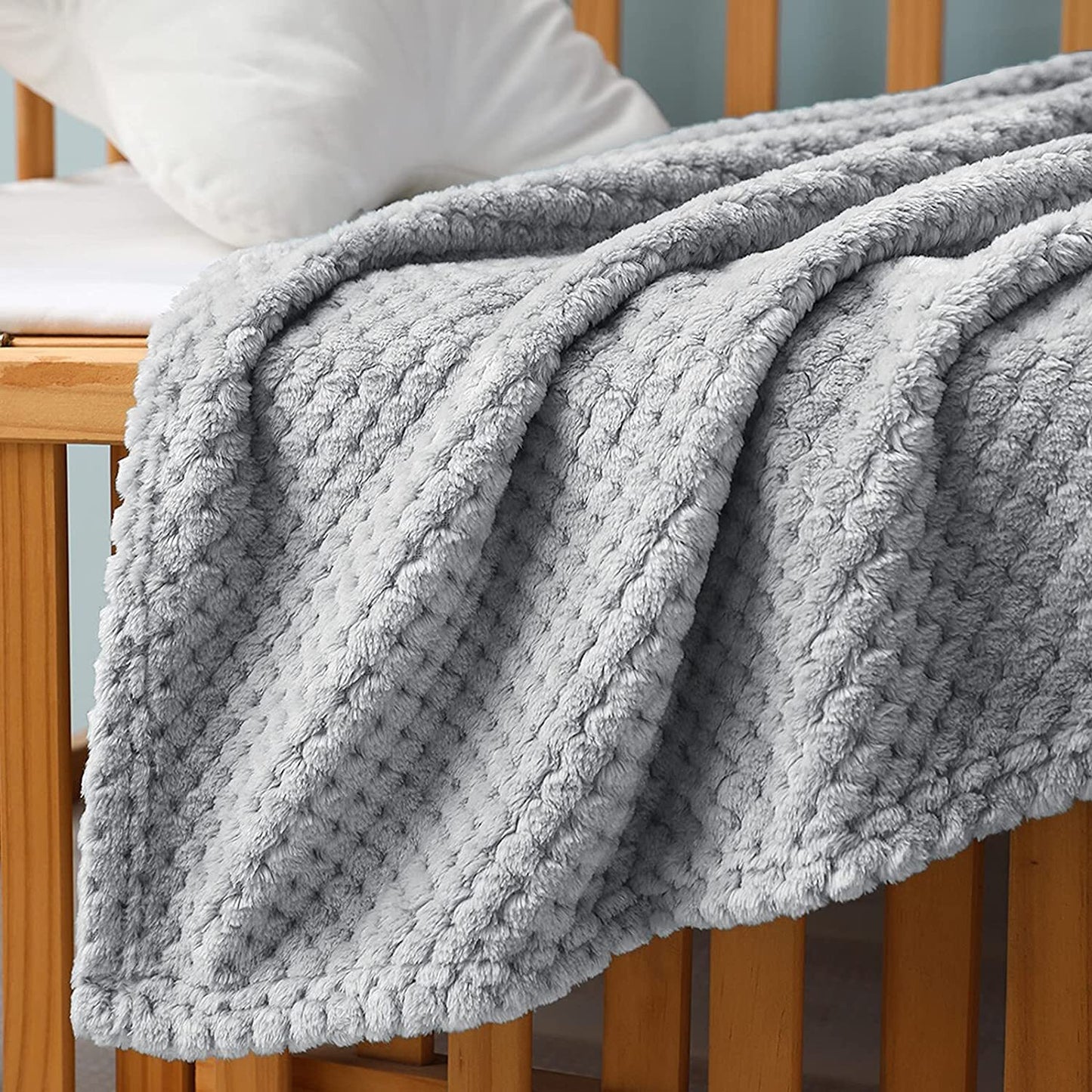 Exclusivo Mezcla Waffle Textured Fleece Baby Blanket, Soft and Warm Swaddle Blanket, Infant, Newborn, Toddler and Kids Receiving Blankets for Crib Stroller (Light Grey, 40x50 inches)