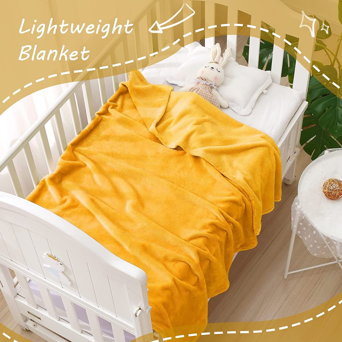 Exclusivo Mezcla Soft Lightweight Fleece Baby Blanket Throw Blanket for Boys, Girls, Toddler and Kids Nap Blankets for Crib Bedding, Nursery, and Security (40x50 inches, Mustard Yellow)