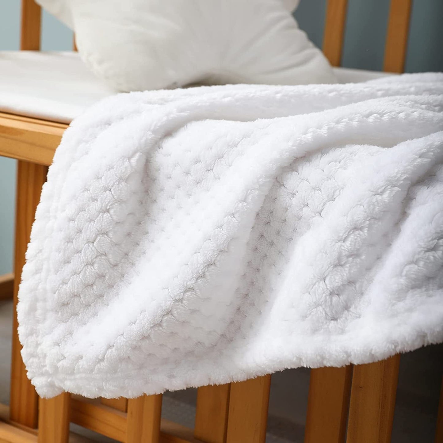 Exclusivo Mezcla Waffle Textured Fleece Baby Blanket, Soft and Warm Swaddle Blanket, Infant, Newborn, Toddler and Kids Receiving Blankets for Crib Stroller (Off White, 40x50 inches)