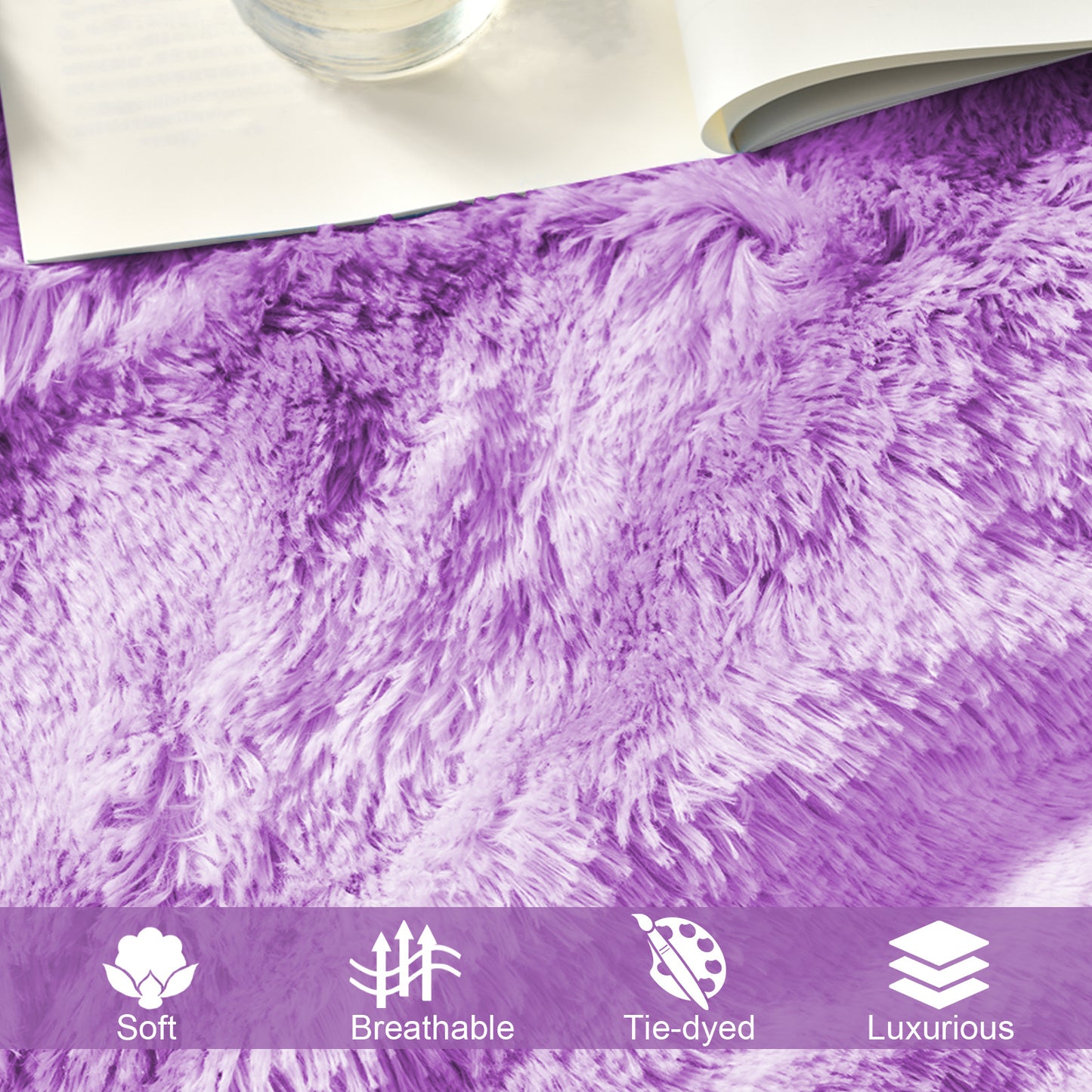 Exclusivo Mezcla King Size Faux Fur Throw Blanket, Super Soft Fuzzy and Plush Reversible Shaggy Sherpa Fleece Blanket and Warm Blankets for Bed, Sofa, Travel, 90X104 inches, Purple