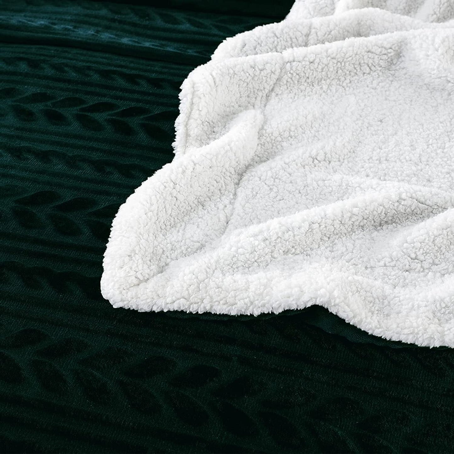 Exclusivo Mezcla Twin Size Sherpa Fleece Bed Blanket, Ultra Soft and Warm Reversible Velvet Blankets for Bed Couch Sofa 90x66 inches, Forest Green