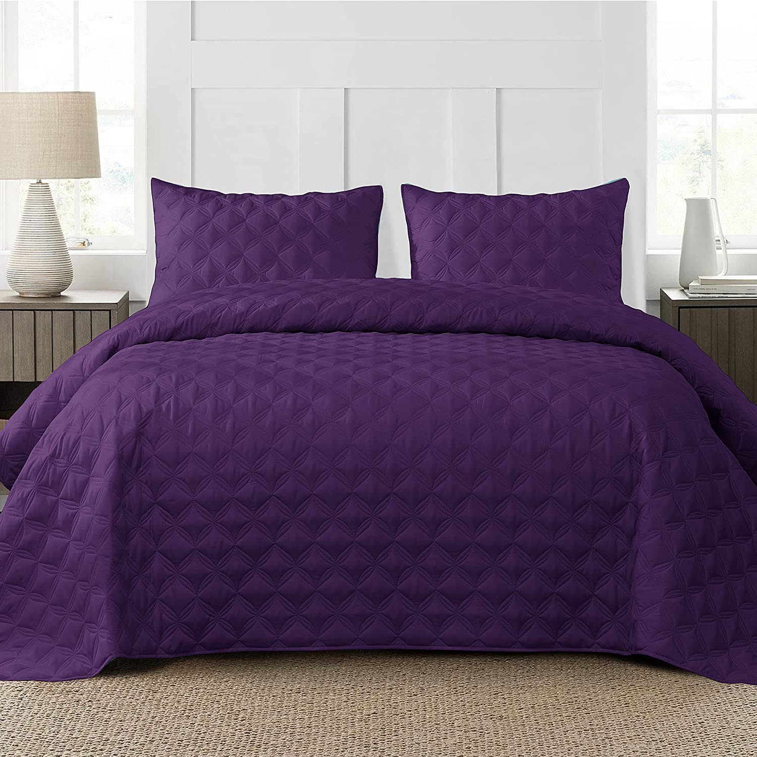 Ateus Palace 3 or 4Piece Reversible Quilt Set Floral Watercolor Design  Bedding mateus purple, Queen (4 Piece) - Fred Meyer
