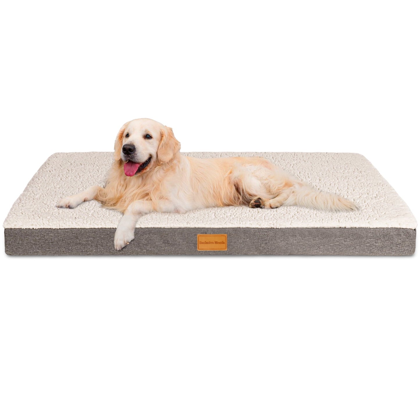 Exclusivo Mezcla Orthopedic XXL Dog Bed for Extra Large Dogs 48''X30'', Egg Crate Foam Big Large Dog Beds with Removable Washable Cover,Waterproof Pet Bed Mat, Ivory