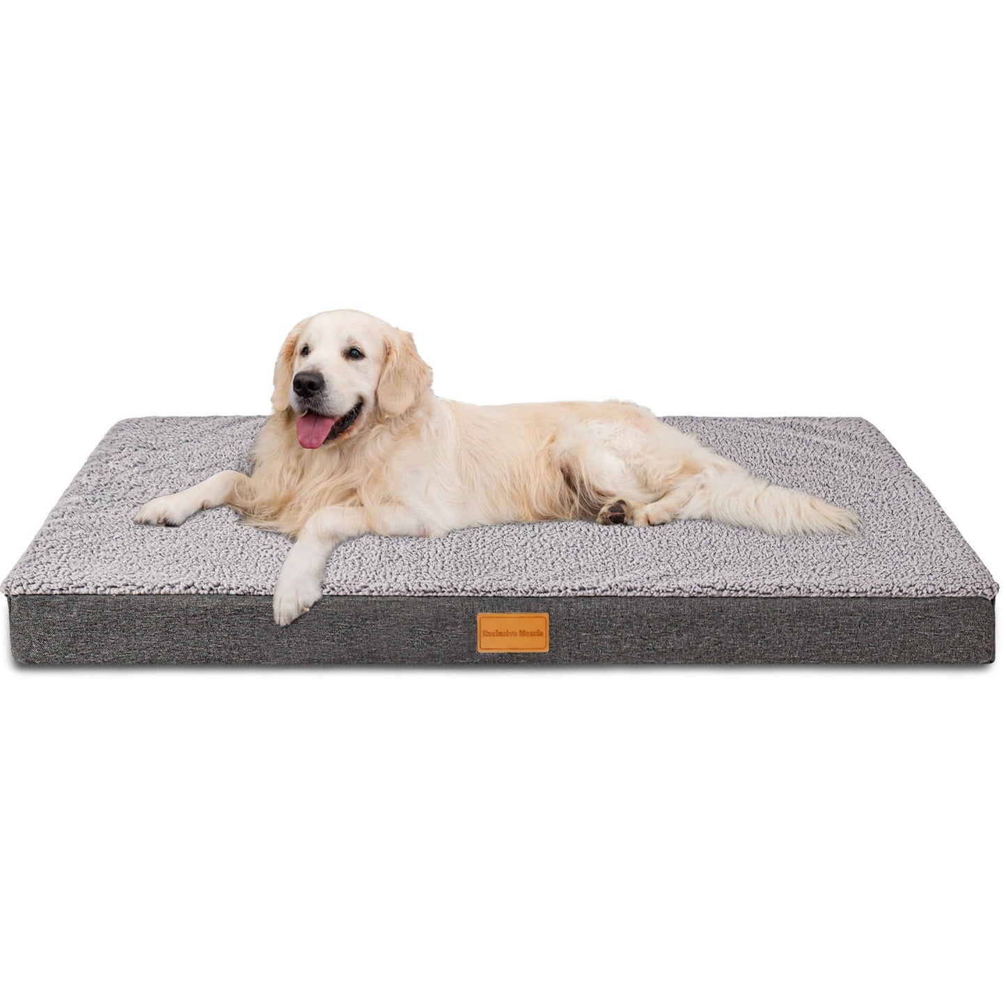 Exclusivo Mezcla Orthopedic XL Dog Bed for Large Dogs 42''X28'', Egg Crate Foam Big Large Dog Beds with Removable Washable Cover,Waterproof Pet Bed Mat, Grey